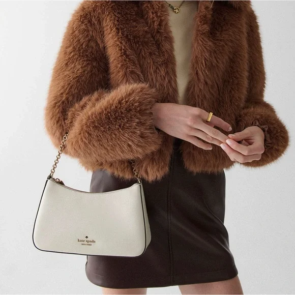 ♠️Kate spade Margot Textured Patent Leather Convertible Crossbody, Meringue NWT